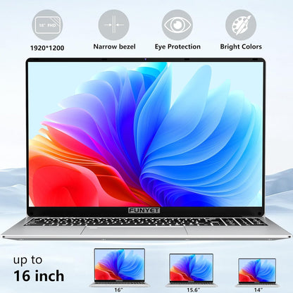 16 Inch Gaming Laptop, Laptop Computer 2025 Windows 11 Pro, 16GB RAM 512GB SSD, Intel 12th Gen N95 Processor(up to 3.4GHz), Backlit Keyboard, Fingerprint Unlock, FHD 1920 * 1200 - PuriLite