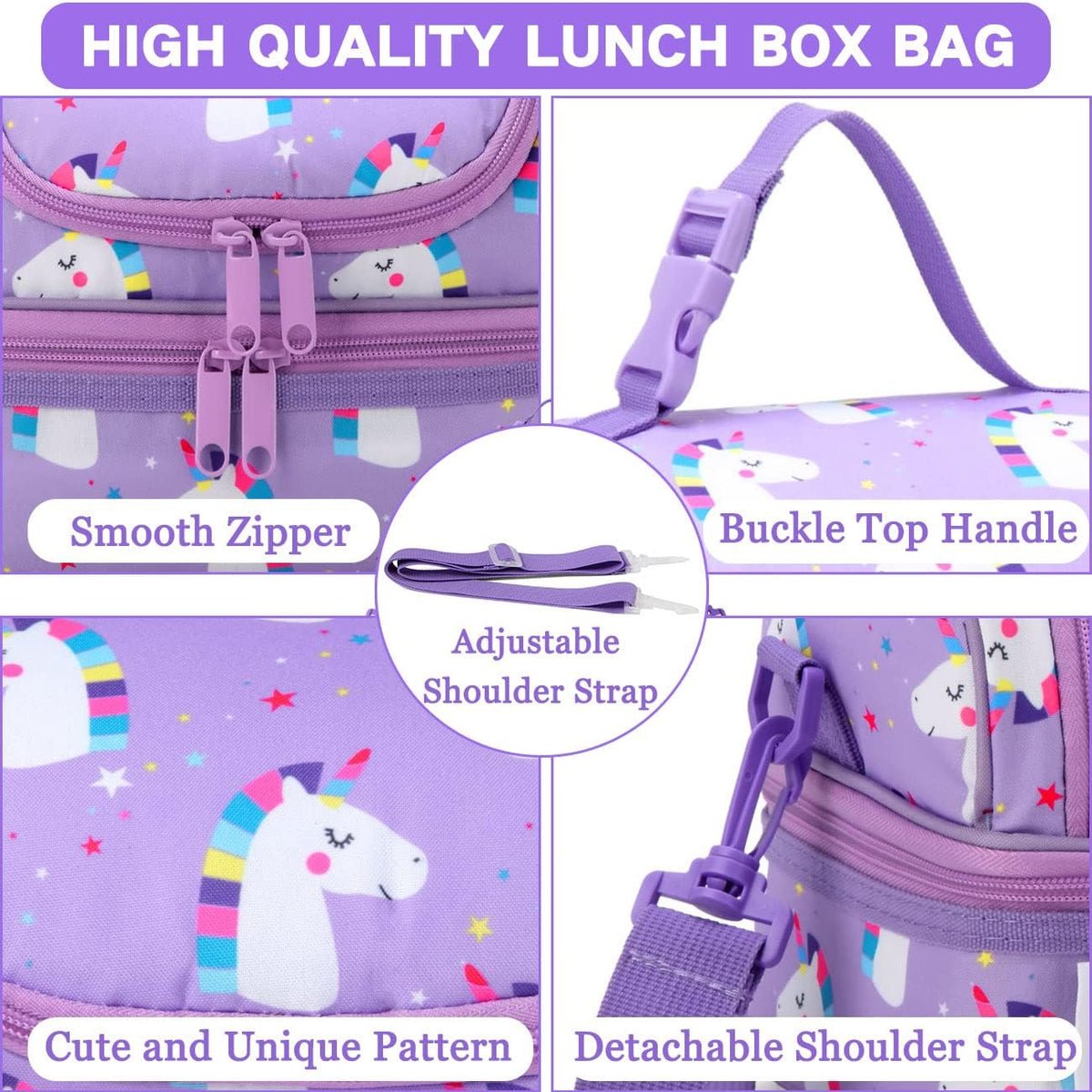 VASCHY Lunch Box Bag Men, Insulated Two Compartments Bento Cooler Bags for Adults/Women/Kids for School,Daycare,Kindergarten,Picnic Black - PuriLite