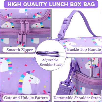 VASCHY Lunch Box Bag Men, Insulated Two Compartments Bento Cooler Bags for Adults/Women/Kids for School,Daycare,Kindergarten,Picnic Black - PuriLite