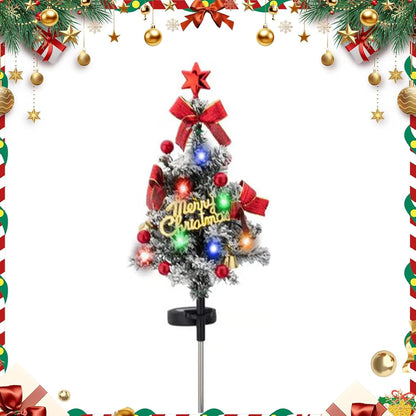 Upliftjoys Solar Christmas Trees Lights Outdoor Decoration Waterproof, Small Solar Power Xmas Tree Pathway Lights, Solared Christmas Stake Lights Yard Decor for Path Lawn Patio (B-1pc) - PuriLite