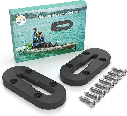 Huntury Kayak Track, Kayak Low Profile Track, Kayak Rail, Kayak Accessories Mount Track, Kayak Gear Track for Fishing Rod Holder, Fish Finder, Cup Holder, Anchor Cleat, Pack of 2, 4" - PuriLite