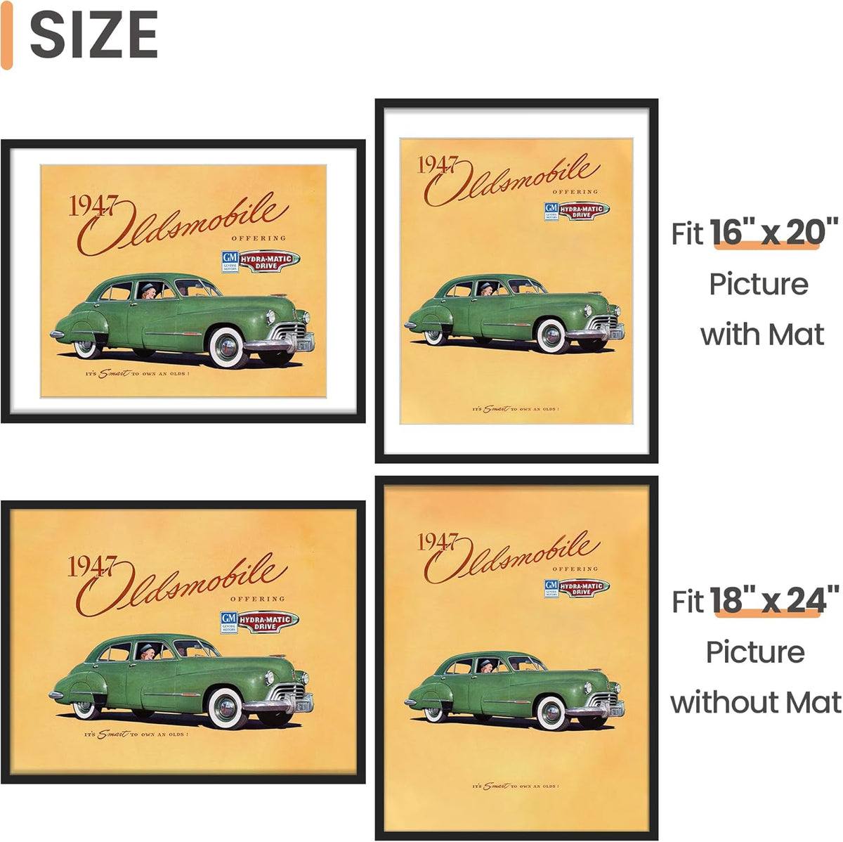upsimples 11x14 Picture Frame, Display Pictures 8x10 with Mat or 11x14 Without Mat, Wall Hanging Photo Frames, Black - PuriLite