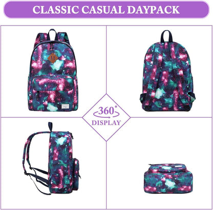 School Backpack, Kasqo 15.6 Inch Classic Lightweight Water-Resistant Backpack for Men Women Teens Girls Boys Kids to School, College, Travel, Work, Black - PuriLite