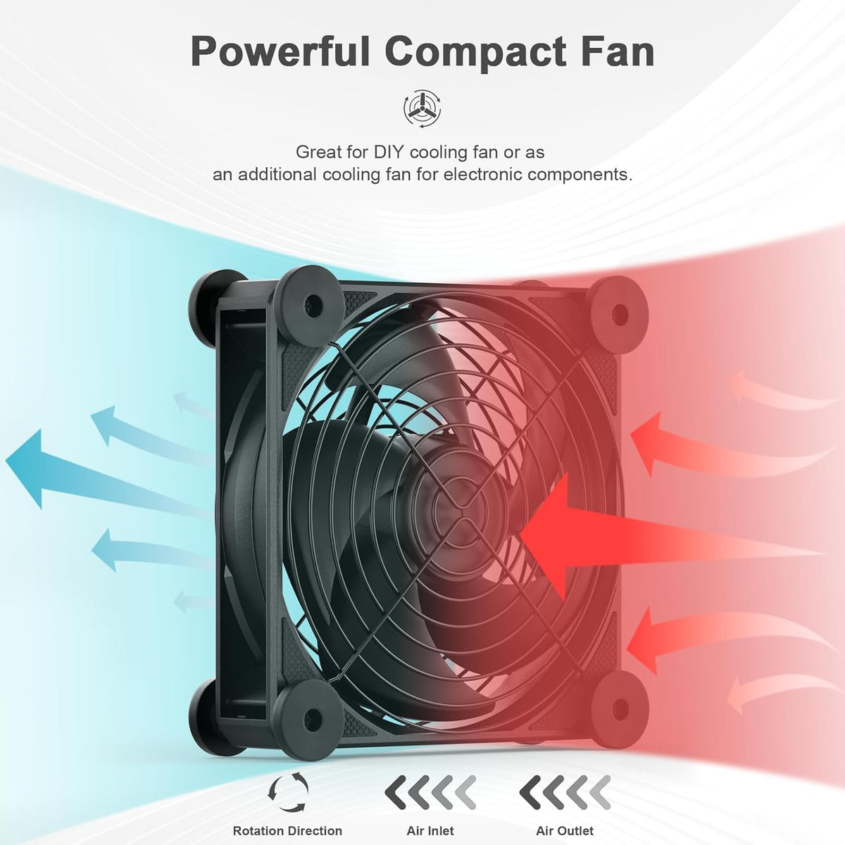 upHere Big Airflow 2 x 120mm x 25mm Computer Fan with AC Plug Cabinet Fan 100V 240V AC Power Supply,DC 12V 5 Speed Controller, for Router Mining Machine Chassis Server Workstation Cooling - PuriLite