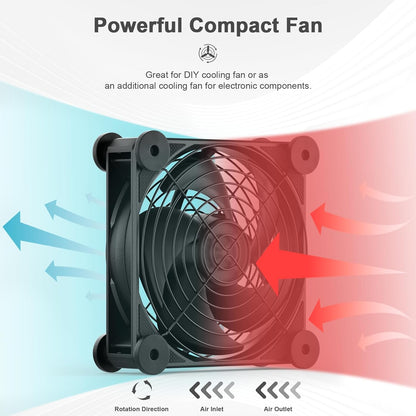 upHere Big Airflow 2 x 120mm x 25mm Computer Fan with AC Plug Cabinet Fan 100V 240V AC Power Supply,DC 12V 5 Speed Controller, for Router Mining Machine Chassis Server Workstation Cooling - PuriLite