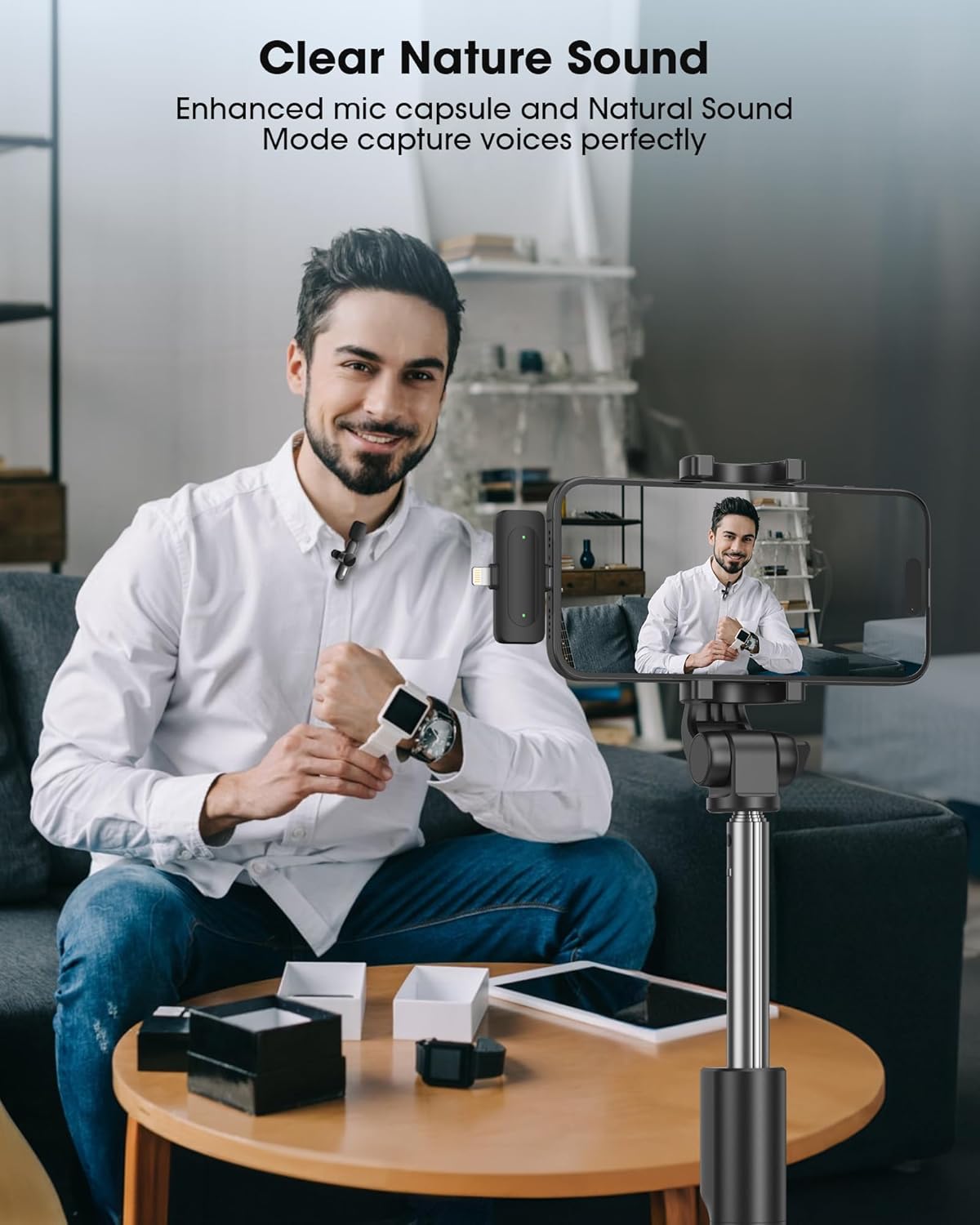 CKOKC Wireless Microphone for iPhone - Android Phone and Laptop PC, USB Microphones for Podcasting, Lavalier Microphone for Interview Video Vlog YouTube - PuriLite