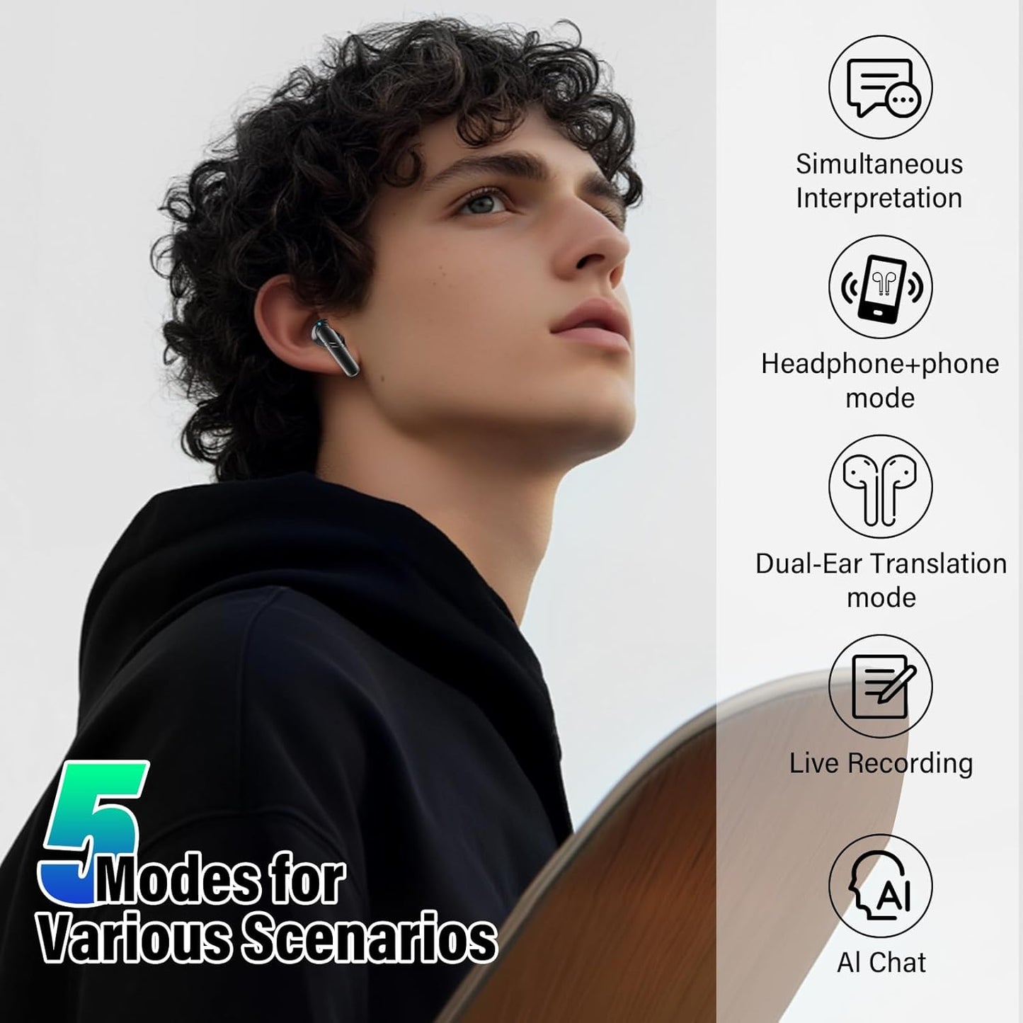 AI Translation Earbuds Real Time, 3-in-1 Language Translator Earbuds for 144 Languages & Accents Online Translation, 48H translate Earbuds with Bluetooth & APP for Travel/Business/Learning, Black - PuriLite