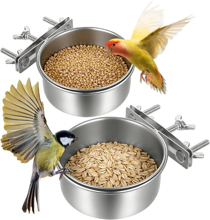 Bird Food Bowl 2-Piece Spill-Proof Pet Supplies Bird Feeding & Watering Supplies for Cage for Pigeon Small Animal Chicken Chinchilla Mouse Indoor Coops Aviaries