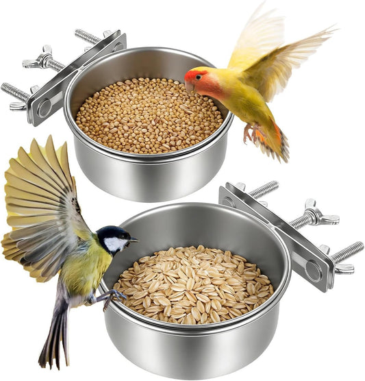Bird Food Bowl 2-Piece Spill-Proof Pet Supplies Bird Feeding & Watering Supplies for Cage for Pigeon Small Animal Chicken Chinchilla Mouse Indoor Coops Aviaries