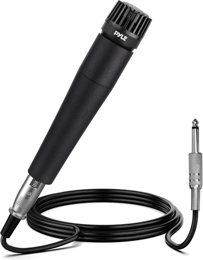 Pyle Professional Dynamic Vocal Microphone - Moving Coil Dynamic Cardioid Unidirectional Handheld Microphone with ON/OFF Switch Includes 15ft XLR Audio Cable to 1/4'' Audio Connection - PDMIC59 - PuriLite