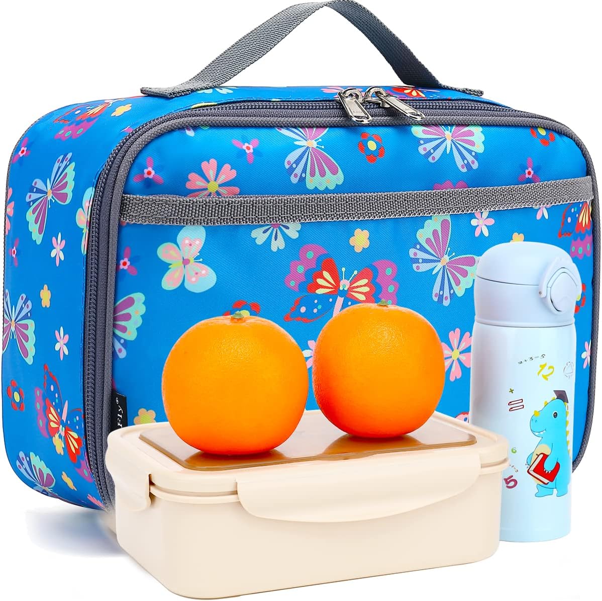 FlowFly Kids Lunch Box Insulated Soft Bag Mini Cooler Back to School Thermal Meal Tote Kit for Girls, Boys, Black - PuriLite