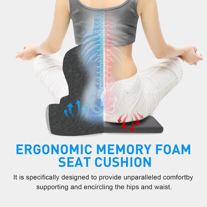 Denchy Car Seat Cushion with Back Support, Memory Foam Truck Driver Cushion