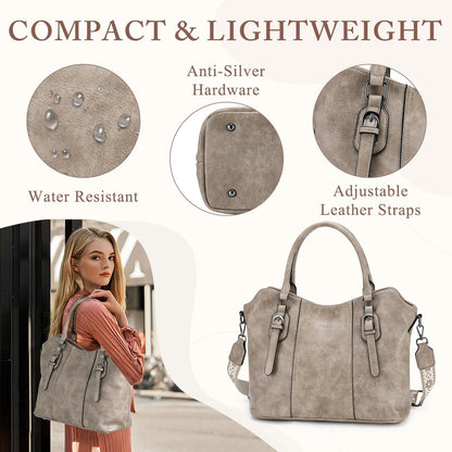 Hobo Bags for Women,VASCHY Vegan Leather Handbag Purse Top Handle Satchel Boho Shoulder Bag with Crossbody Guitar Strap - PuriLite