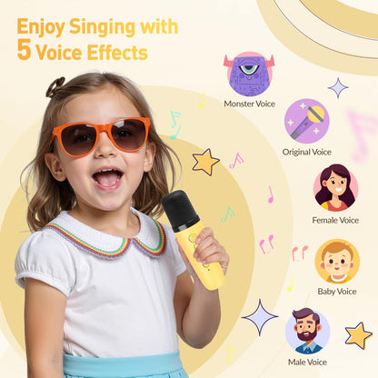 Karaoke Machine, Portable Bluetooth Karaoke Speaker with 2 Wireless Microphones and Party Lights for Kids and Adults, Birthday Gifts for Girls Boys Family Home Party (Beige2) - PuriLite