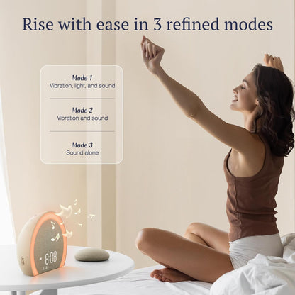 ANJANK Loud Alarm Clock with Wireless Bed Shaker, Vibrating Dual Alarm with Light Wake Up for Heavy Sleepers & Hearing Impaired, 9-Color Night Light, 5 Sounds, 0-100% Dimmer, USB Charger, Bedroom - PuriLite