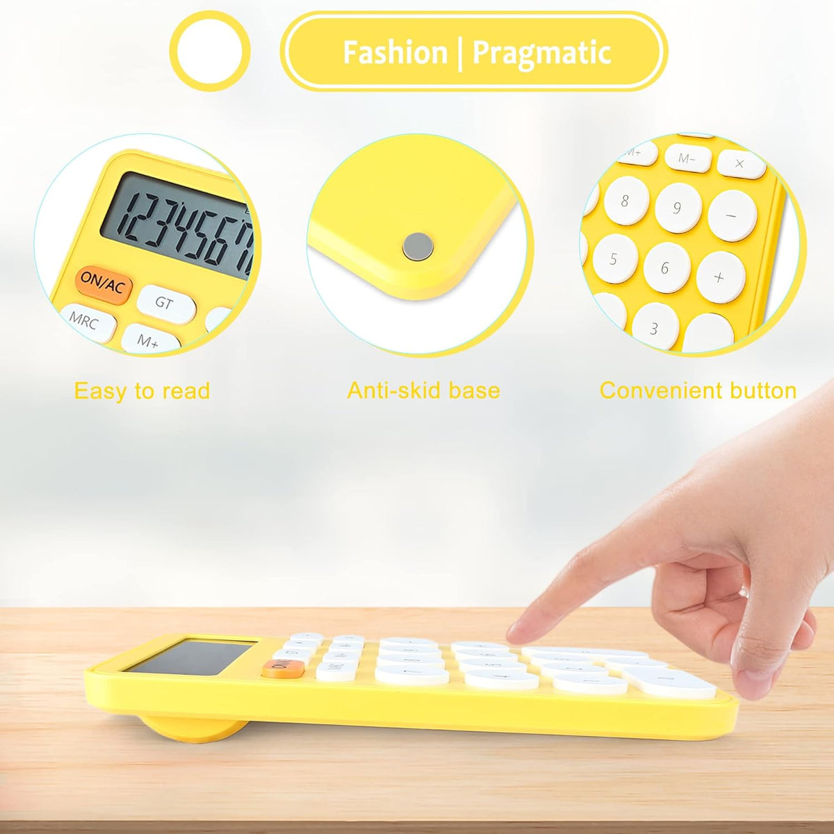 VEWINGL Mechanical Switch Calculator, 12 Digit Large LCD Display and Buttons, Great for Everyday Life and Basic Office Work, with Battery - PuriLite