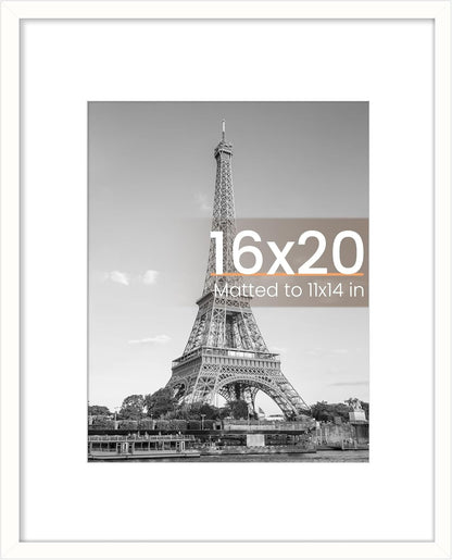 upsimples 11x14 Picture Frame, Display Pictures 8x10 with Mat or 11x14 Without Mat, Wall Hanging Photo Frames, Black - PuriLite