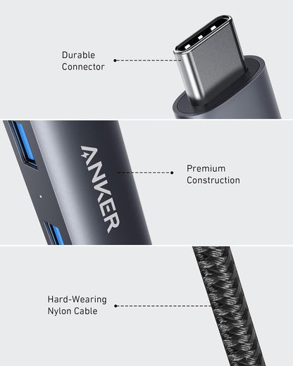 [Upgraded Version] Anker USB C Hub Adapter,5-in-1 USB C Adapter with 4K USB C to HDMI, Ethernet Port, 3 USB 3.0 Ports, for MacBook Pro, iPad Pro, XPS, Pixelbook, and More - PuriLite