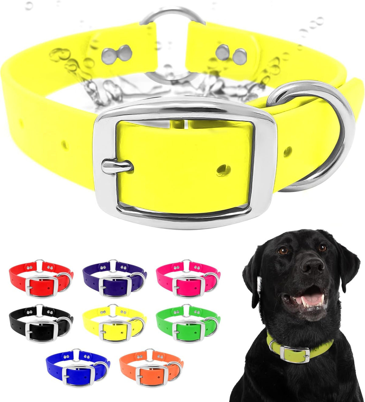 Regal Dog Products Medium Orange Dog Collar with Heavy Duty Double Buckle & D Ring | Vinyl Coated, Custom Fit, Adjustable Biothane Dog Collar Chew Resistant Waterproof Center-Ring Collar for Dogs - PuriLite