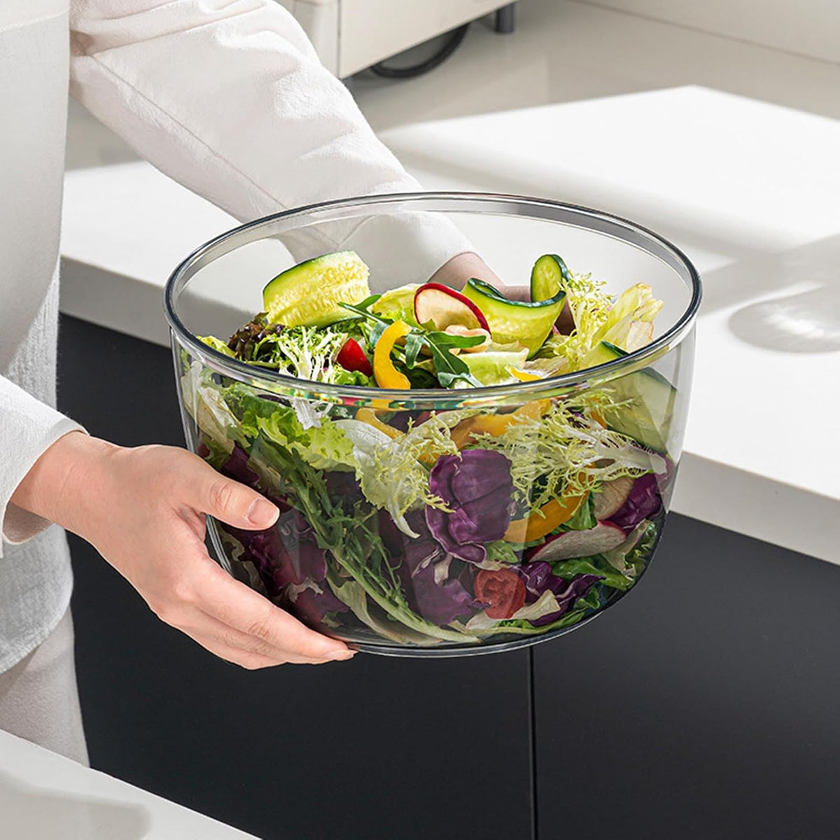 Luocute Salad Spinner, Large Capacity Transparent Fruit and Vegetable Washer Suitable for Kitchen (L 5.91x9.65in) - PuriLite