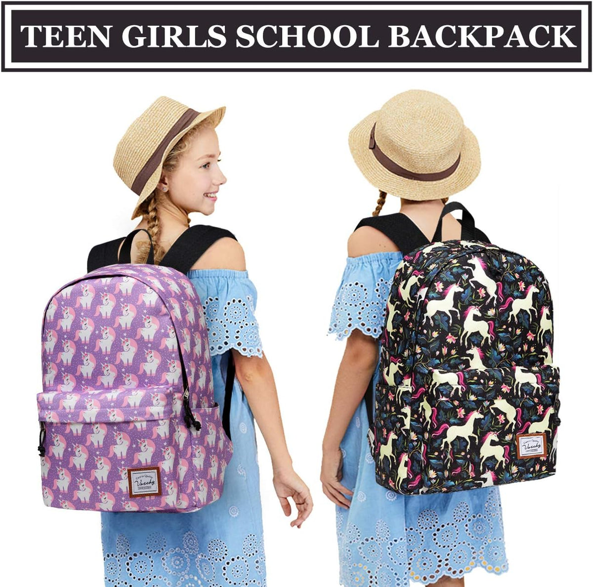 VASCHY Lightweight School Backpack for Women with Sleeve for 14" Laptop - PuriLite