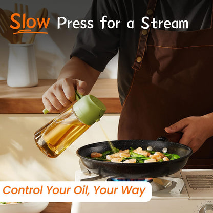 Purilite Select 470ml Glass Oil Sprayer &amp; Dispenser Bottle – 2-in-1 Flip Top - PuriLite