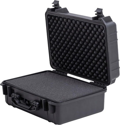 MEIJIA Portable Waterproof Protective Hard Case,Camera Case with Customizable Fit Foam Inserted, Elegant Black (9.17"x 7.56"x4.33") - PuriLite