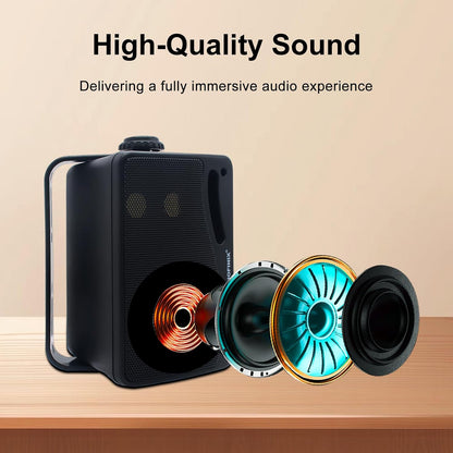 STUDIOFINIX Outdoor Bluetooth Speakers -3.5 Inch Pair 3-Way 200W,Wall Mount Waterproof Marine Speakers,Heavy Duty Grill, Suitable for Home, Boat, Patio, Indoor Outdoor Use （Black） - PuriLite