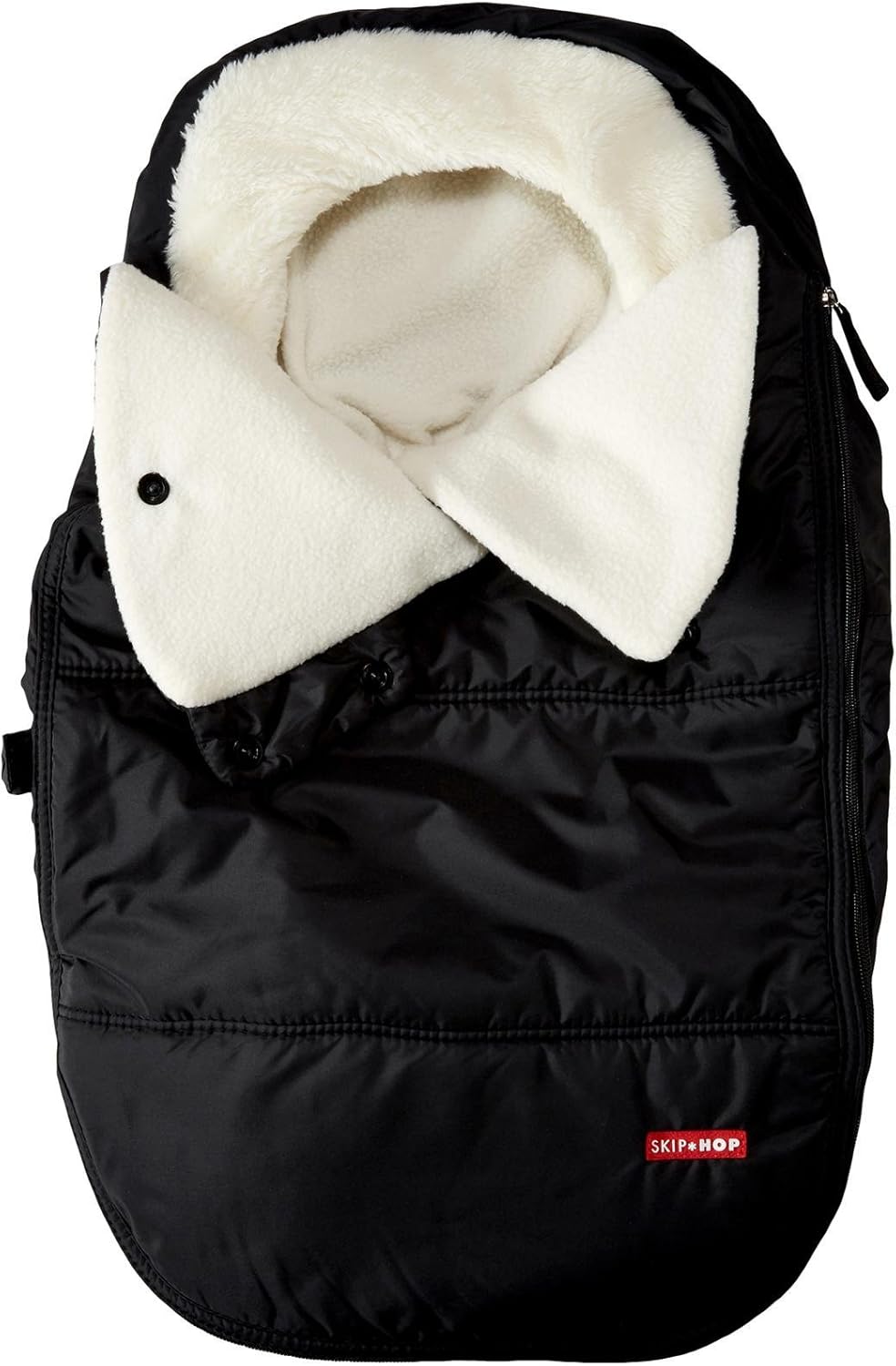 Skip Hop Winter Car Seat Cover – Stroll & Go, Black | Universal Fit Infant Car Seat Cover for Cold Weather, Windproof & Cozy Fleece Baby Carrier Cover, Zip-Off Front Flap, Warm Travel Accessory - PuriLite