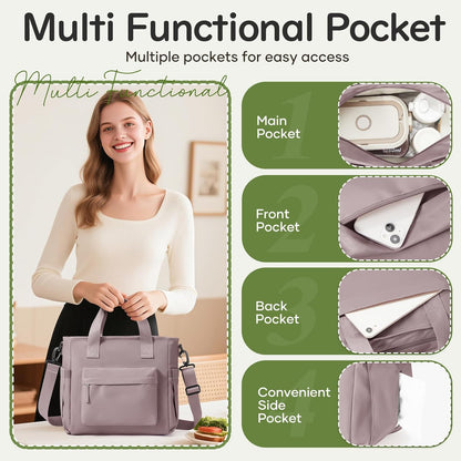 Lunch Bag Insulated Lunch Box Leakproof Lunch Tote Bags for Women Men,Portable Thermal Cooler Bag Lunch Containers with Shoulder Strap for Work, Family, Picnic, School, Outdoor,BBQ C2-Pinkpurple - PuriLite