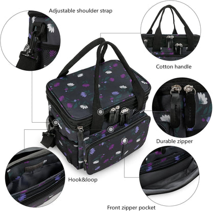 Lunch Bag Women Insulated Lunch Box for Work, Purple Expandable Large Lunch Bags, Leakproof Double Deck Lunch Box Cooler Bag（Purple） - PuriLite