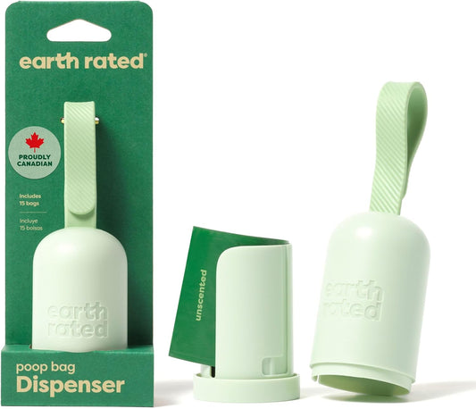 Earth Rated (A Canadian Company), Dog Poop Bag Holder with Dog Poop Bags, Durable and Guaranteed Leakproof, Unscented, 1 Dispenser and 15 Bags - PuriLite