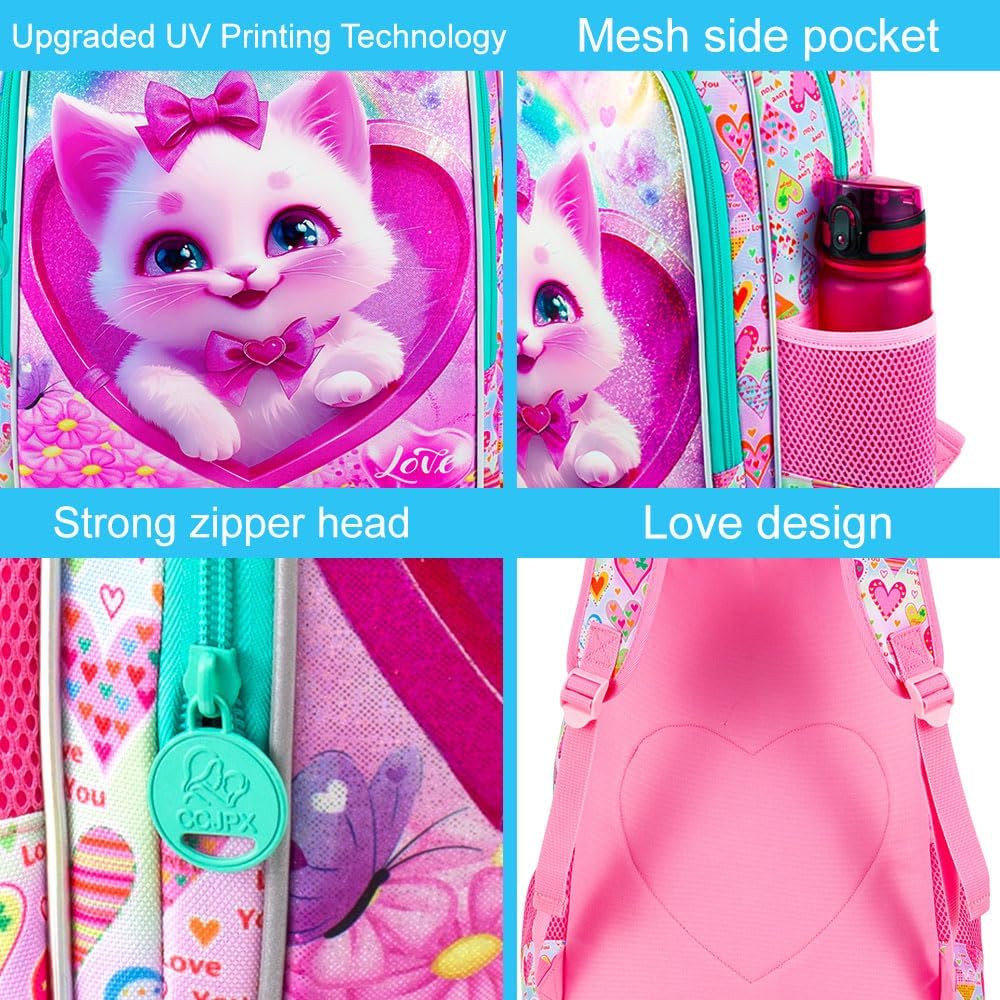 3pcs Backpack for Boys and Girls, 16” Kids Kindergarten Bookbag with Lunch Box, Cute Elementary Backpacks for Boy Girl - PuriLite