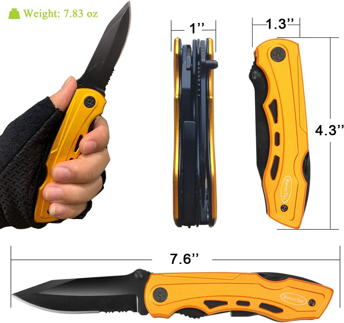 RoverTac Pocket Knife Tactical Folding Knife Multi Tool Survival Camping Knife, Multitool Knife Pliers Bottle & Can Opener 9-Pack Screwdrivers Liner Lock Nylon Sheath, Pocket Knife for Camping Hiking - PuriLite