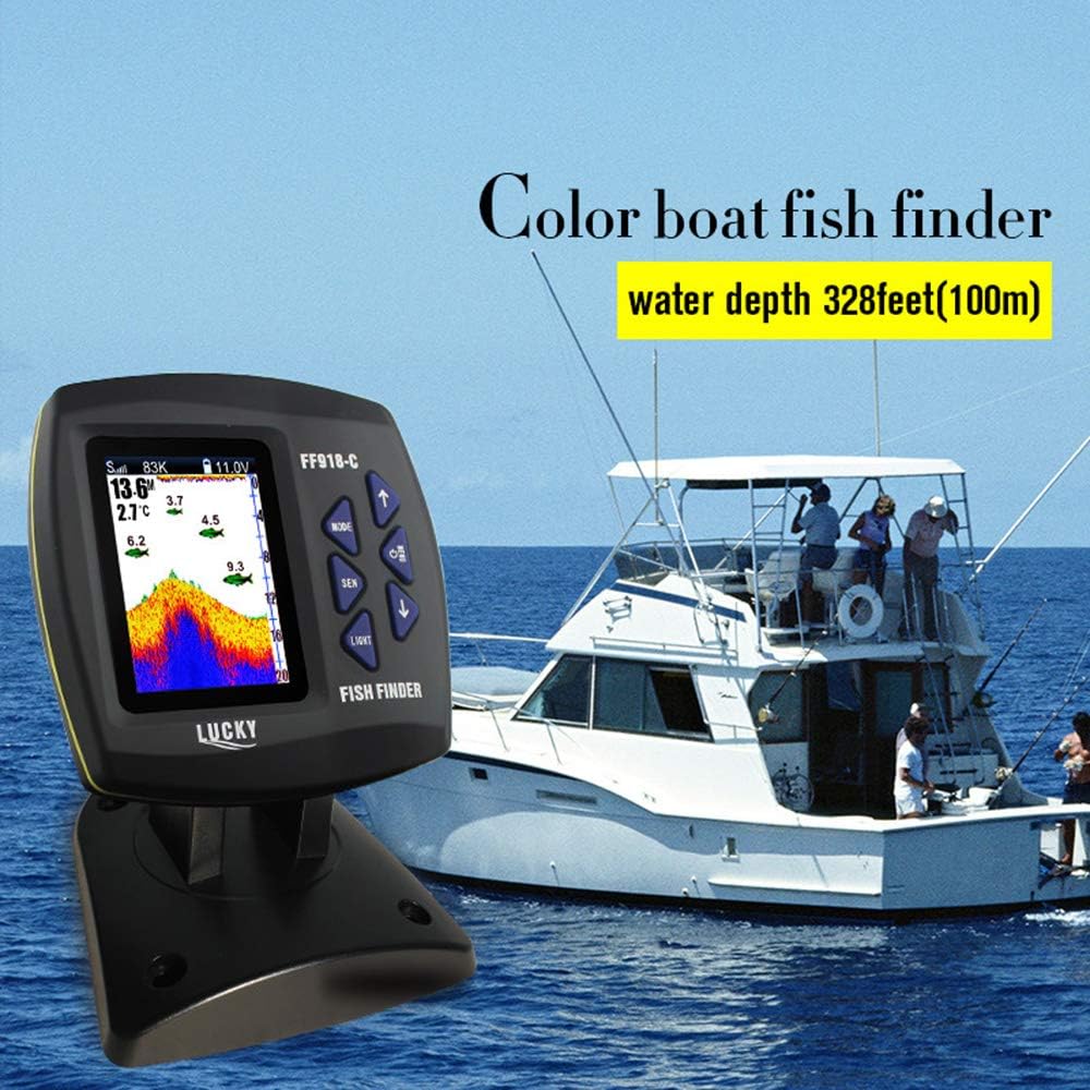 Sangmei Lucky FF918-C100DS Color Screen Wired Fish Finder Dual Frequency 328ft/100m Water Depth Boat Fish Finder - PuriLite