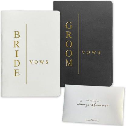 WeddingGiftsWedding Vow Books His and Hers Soft Touch Gold Foil Engraving Vow Books Wedding Essentials Wedding Accessories(TR-HH-Black) - PuriLite