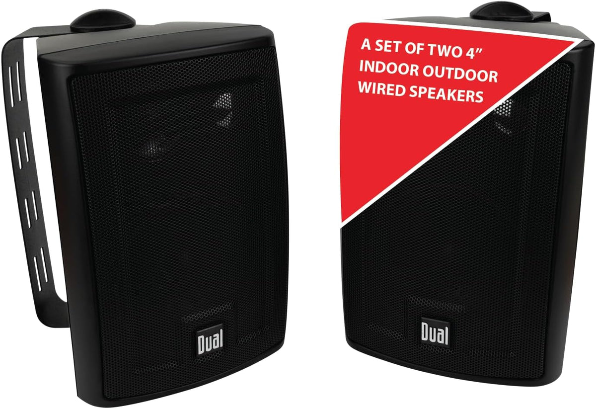 Dual Electronics LU43PB 4 inch 3-Way High Performance Indoor, Outdoor & Bookshelf Studio Monitor Speakers with Swivel-Black - PuriLite