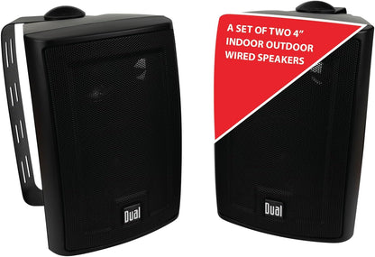 Dual Electronics LU43PB 4 inch 3-Way High Performance Indoor, Outdoor & Bookshelf Studio Monitor Speakers with Swivel-Black - PuriLite