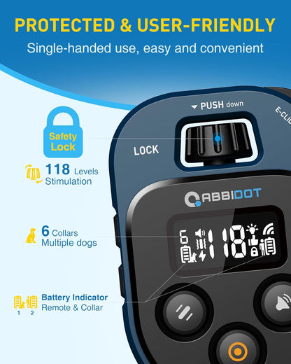 ABBIDOT Shock Collar 2 Dogs - 4500ft Dog Training Collar, 178 Levels, E-cliker, Waterproof Remote & Collar, Night Light E Collar for Small Medium Large Dogs (Black, 2 Collars) - PuriLite