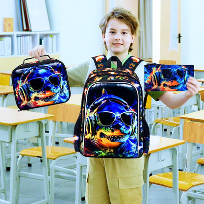 3pcs Backpack for Boys and Girls, 16” Kids Kindergarten Bookbag with Lunch Box, Cute Elementary Backpacks for Boy Girl - PuriLite