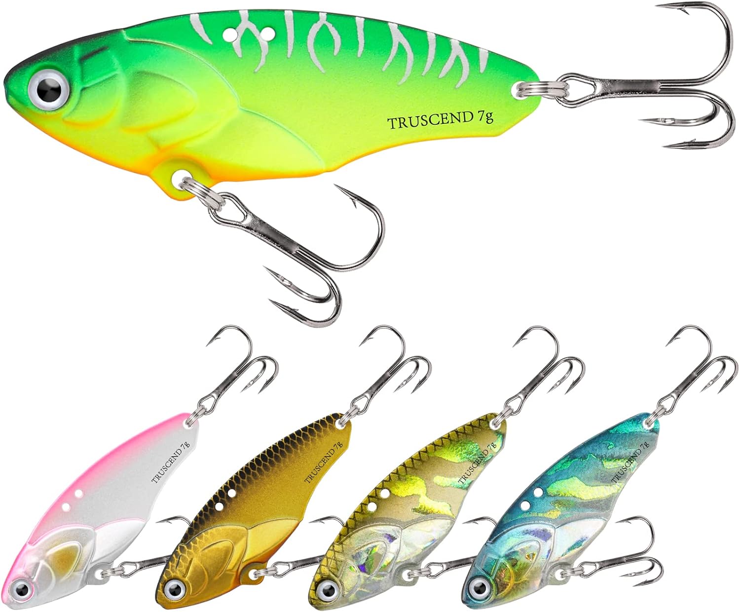 TRUSCEND Fishing Spinners with Unique Double Spoons, Nano-Plated Rooster Tail Fishing Lures with Copper Body & Blade, Great Action Blade Bait for Bass Trout Walleye, Freshwater Ice Fishing Jigs - PuriLite