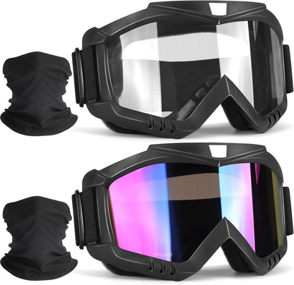 YENPK Dirt Bike Goggles, 2-Pack Motorcycle Goggles ATV Goggles Motocross Goggles Ski Goggles Windproof Glasses Racing Goggles - PuriLite