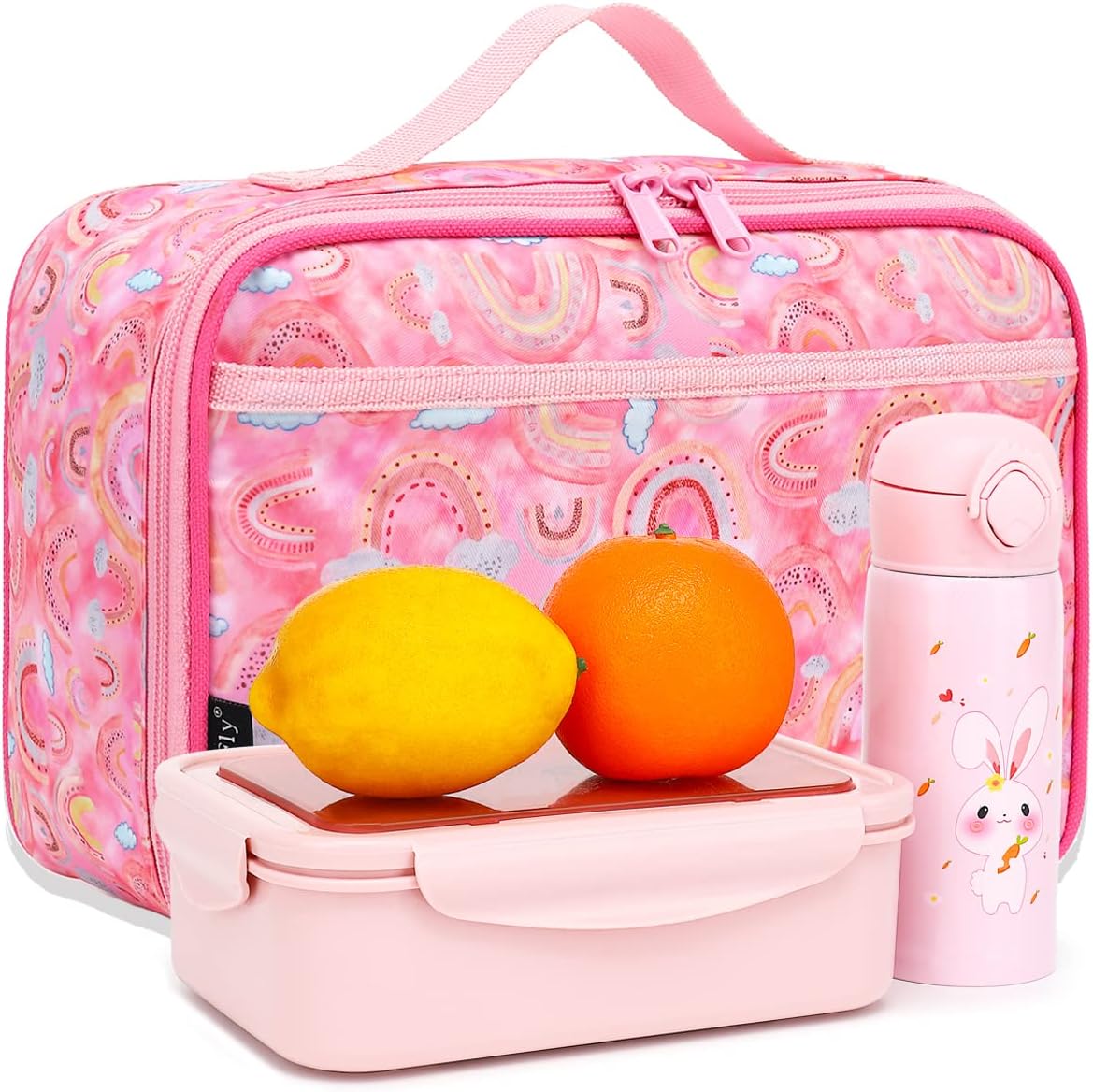 FlowFly Kids Lunch Box Insulated Soft Bag Mini Cooler Back to School Thermal Meal Tote Kit for Girls, Boys, Black - PuriLite