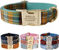 Custom Dog Collar with Metal Buckle - Pet Collars Personalized with Name and Phone Number (Plaid) - PuriLite