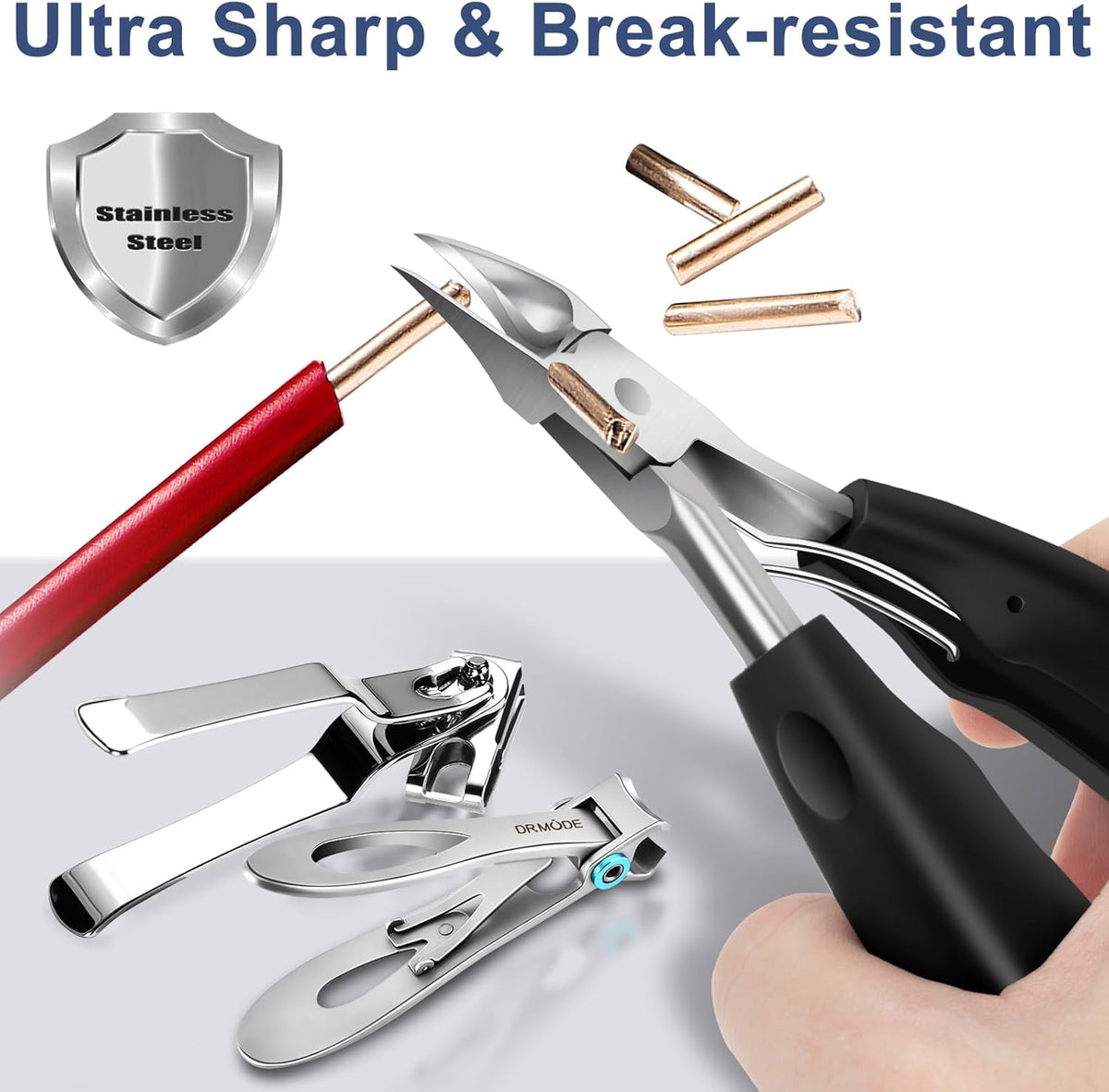 Toenail Clippers for Seniors Thick Toenails - Wide Jaw Opening Large Toe Nail Clippers for Thick Ingrown Nails, Professional Sharp Heavy Duty Nail Clipper Cutter for Mens Seniors with Leather Case - PuriLite