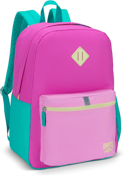 Roots Teen Lightweight Backpack — Made from Recycled Polyester with 15.6" Laptop Compartment, Rain Flap, Bottle Pocket, Reflective Accent, and Back Padding — 34L, Black - PuriLite
