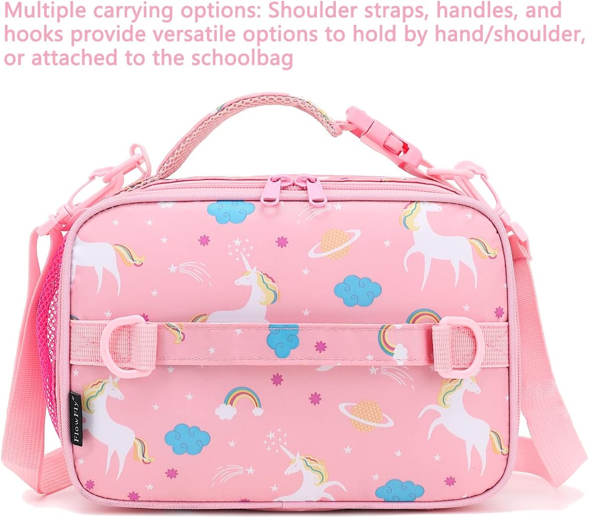 FlowFly Kids Lunch Box Insulated Soft Bag Mini Cooler Back to School Thermal Meal Tote Kit for Girls, Boys, Black - PuriLite