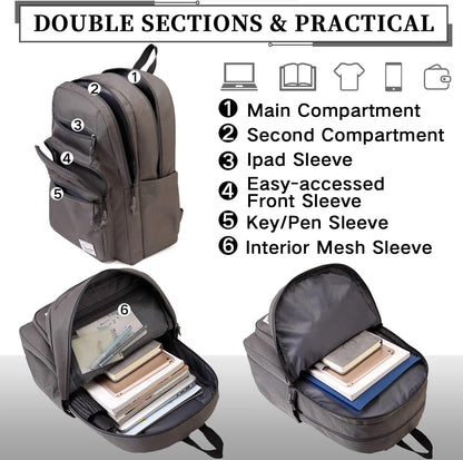 School Backpack for Men Women,Vaschy Lightweight School Bag Bookbag Casual Daypack for High School/College/Teens/Travel/Work - PuriLite