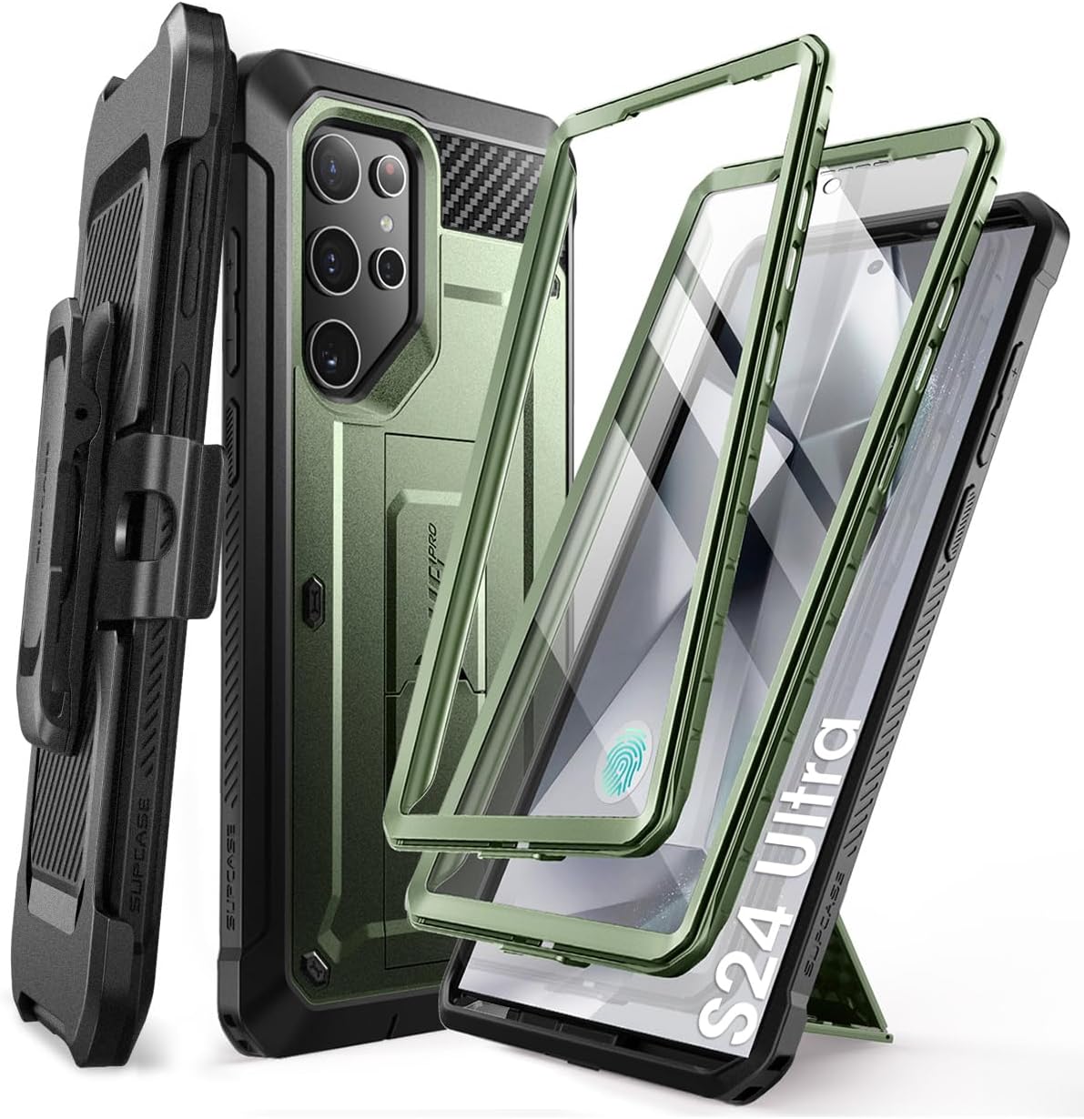 SUPCASE Unicorn Beetle Pro Case for Samsung Galaxy S23 Ultra 5G (2023), [Extra Front Frame] Full-Body Dual Layer Rugged Belt-Clip & Kickstand Case with Built-in Screen Protector (Black) - PuriLite