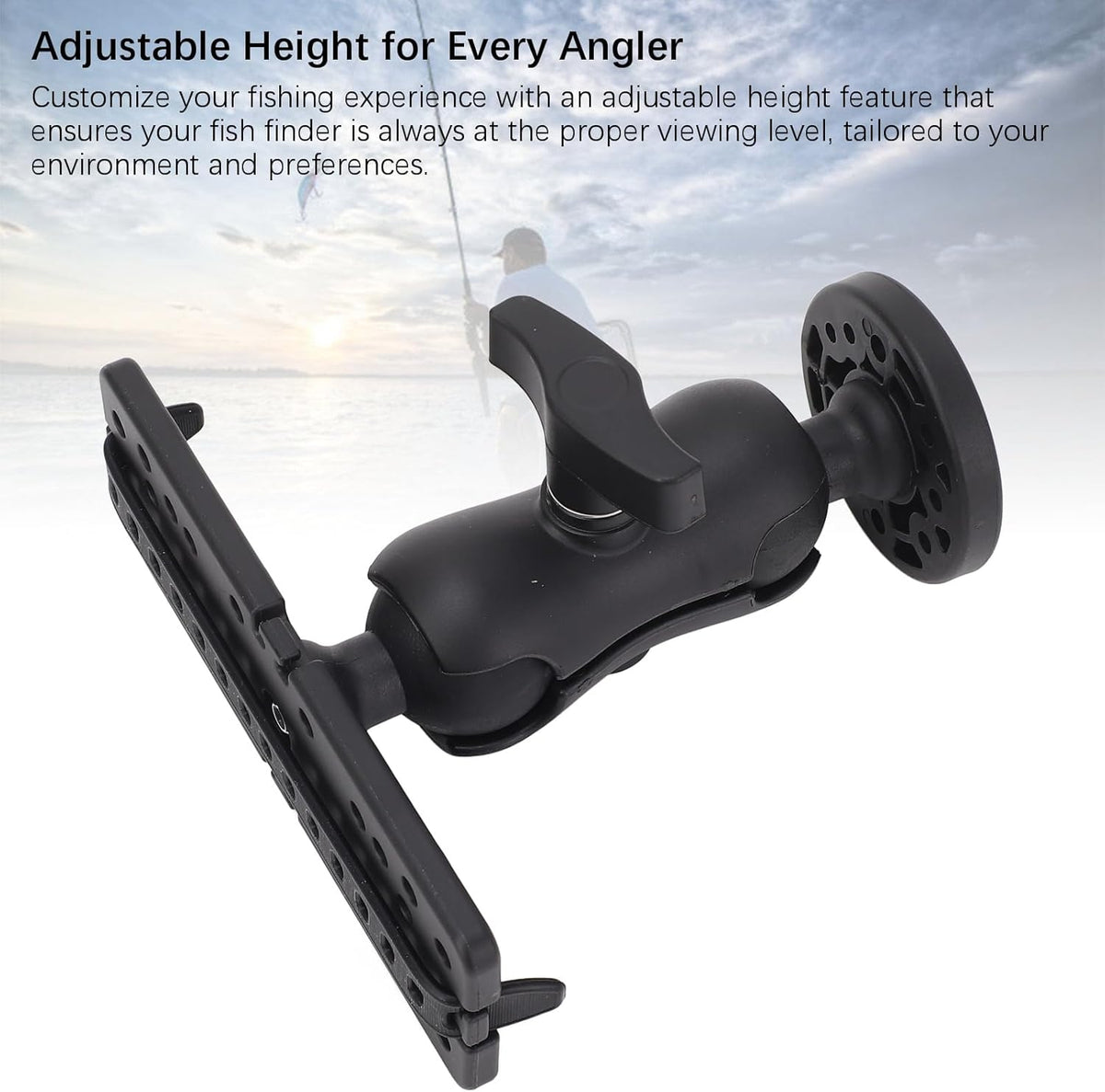 ZAWELIYO Fish Finder Mount Holder Rack 360 Degree Rotatable Height Adjustable Shock for Kayaks Canoes Accessories - PuriLite